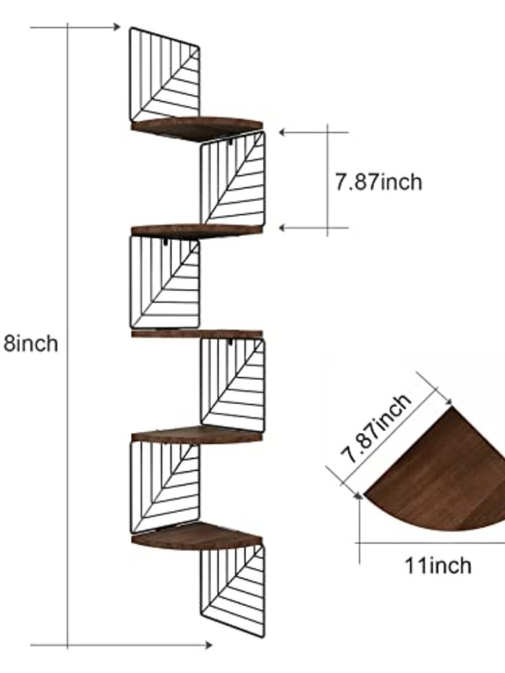 New Corner Shelf Wall Mount of 5 Tier, Rustic Wood Floating Shelves Wall Shelves - Picture 2 of 7